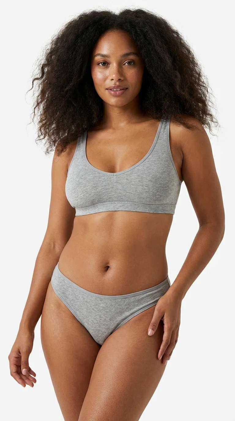 Melanj Gri Pamuklu Penye Slip Külot - Ön Görünüm